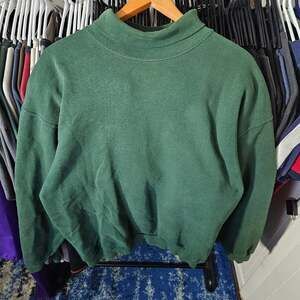 Pluma Mock Neck Sweatshirt Size L Green Heavyweight Made In USA